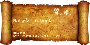 Matyé Albert névjegykártya
